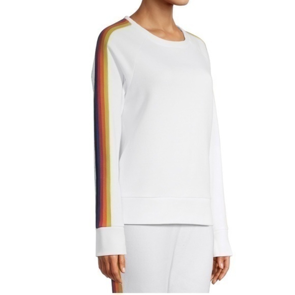 Aviator Style stripe sleeve sweatshirt